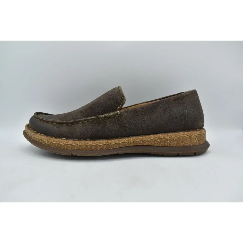 Born Mens Size 11 Baylor Dark Grey Distressed Suede Slip On‎ Loafers Shoes